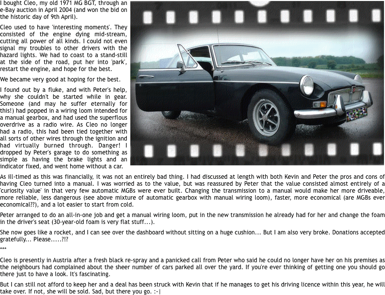 I bought Cleo, my old